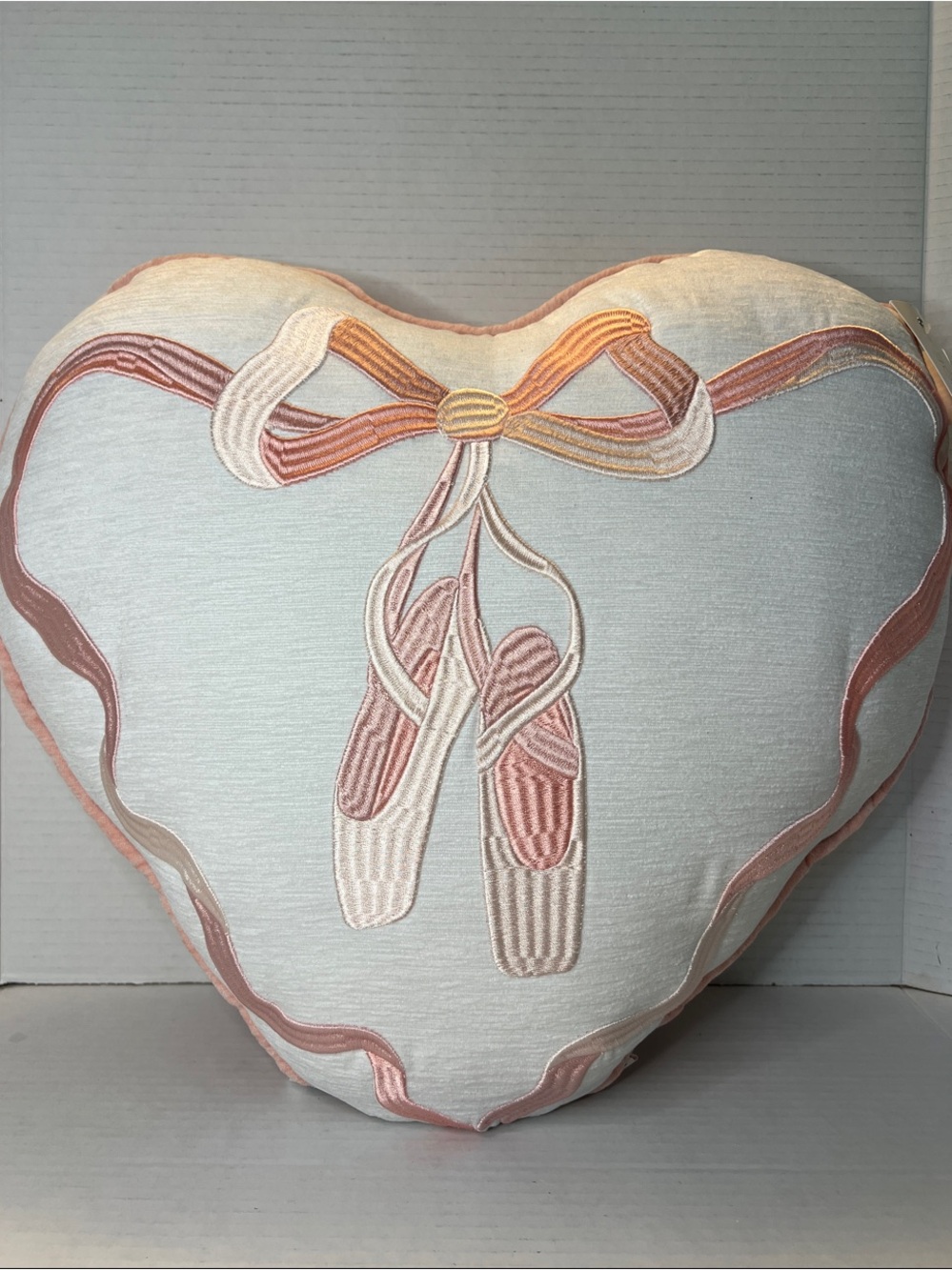 Rachel Zoe Heart Shaped Ballet Slipper Pink White Decorative Pillow New